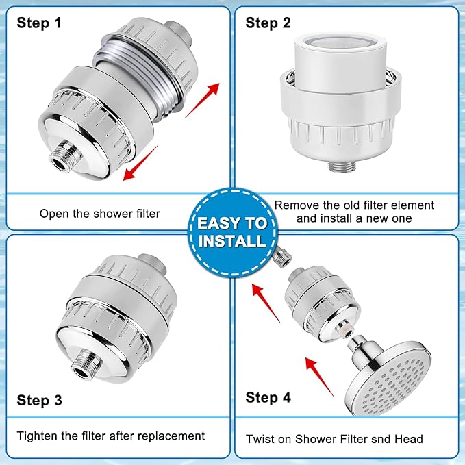 6 Pack 20 Stage Shower Filter Replacement by Cenipar Shower Cartridge Filter, Shower Head Filter Refill with Vitamin C Shower Head Replacement Filter for Hard Water