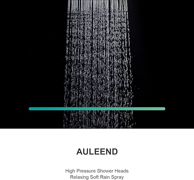 AULEEND，high pressure shower heads，with Anti-Clog Rubber Jets - 360° Rotation Adjustable Shower Head -7.87inches (Brushed Nickel)