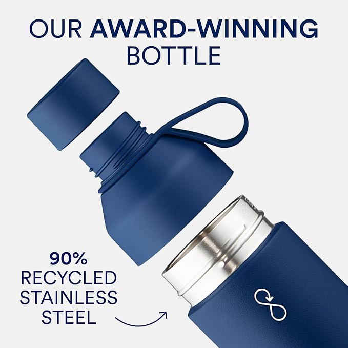 Ocean Bottle Big 34 oz | Stainless Steel Water Bottle | Reusable & Sustainable | Keeps Drinks Cold & Hot | Eco Friendly Gift (Ocean Blue)