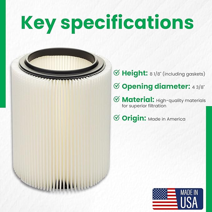 Replacement Filter for Craftsman and Ridgid Shop Vacs Part # 9-17816 & Part # VF4000, 2 Pack, Original Filter