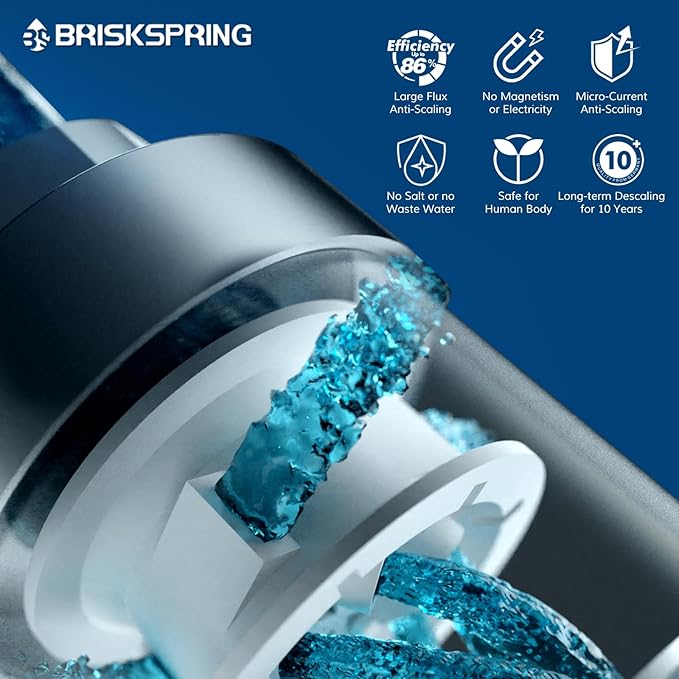 Upgraded Salt Free Water Descaler with Pressure Gauge丨26.4GPM Whole House Water Softener System丨1-Inch NPT Water Heater Descaler丨Prevent Scale Built Up On Water Heaters丨10-Year Durability