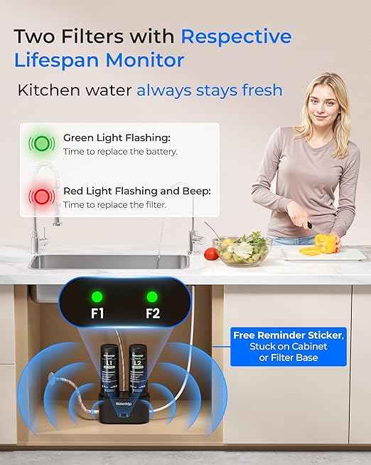 Waterdrop DLG-L Under Sink Water Filter System, 𝐈𝐧𝐧𝐨𝐯𝐚𝐭𝐢𝐯𝐞 𝐃𝐮𝐚𝐥 𝐅𝐢𝐥𝐭𝐞𝐫𝐞𝐝 𝐅𝐥𝐨𝐰𝐬, Reduces Lead Chlorine Chloramine Bad Taste, with Separate Faucet, Life Indicator - AquaVibe