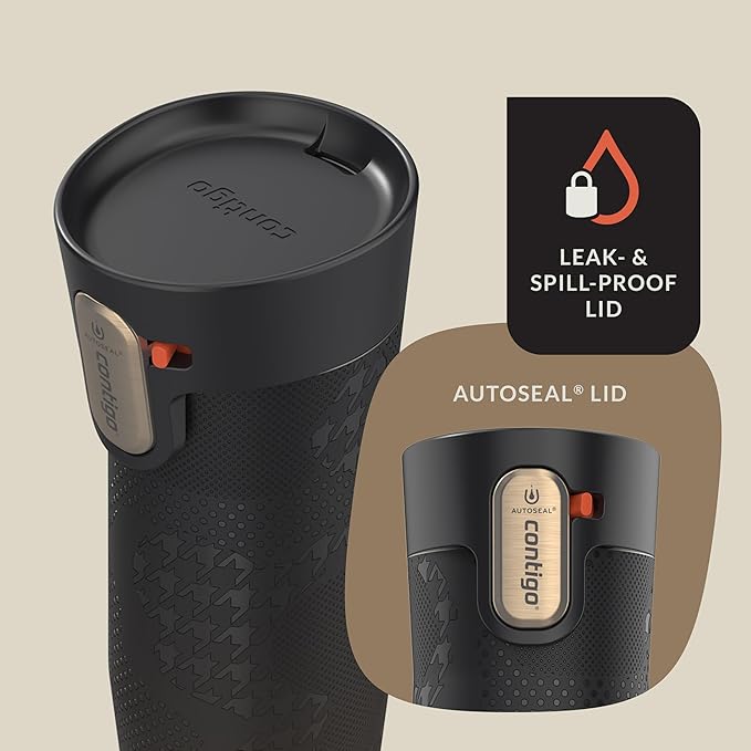 Contigo x Ally Love Stainless Steel Vacuum-Insulated Travel Mug with Autoseal and Easy Clean Lid,Spill-proof,Keeps Drinks cold 24 hrs & hot for 11 hrs,BPA Free,16oz.,West Loop 3.0,Licorice,(Pack of 4)