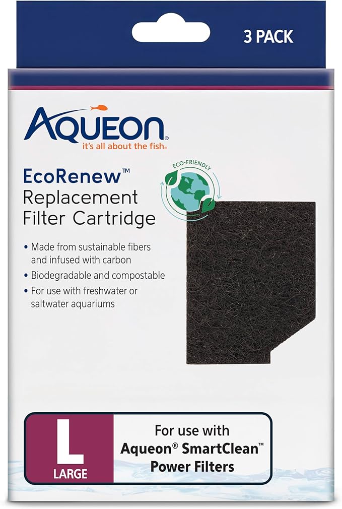 Aqueon Genuine EcoRenew Filter Cartridges, for Freshwater and Saltwater Aquariums, Large, 3-Pack - AquaVibe