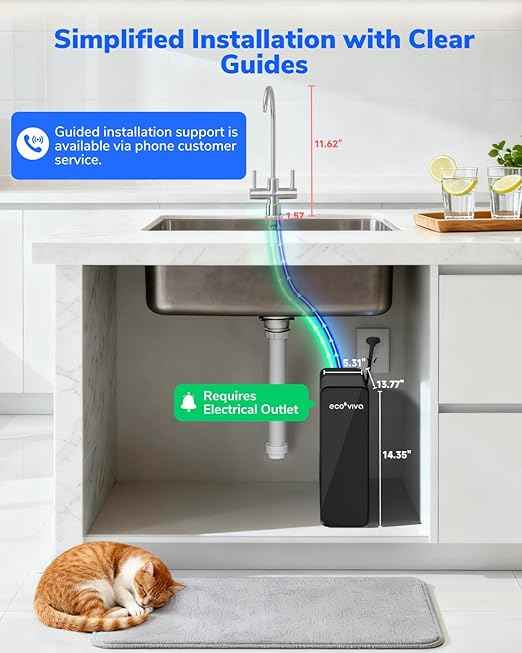 Ecoviva 600GPD Reverse Osmosis System, RO Under Sink Water Filter System, Tankless, Lower TDS, 2.5:1 Pure to Drain Ratio, LED Panel with Filter Monitor, Online Installation Guide, Black
