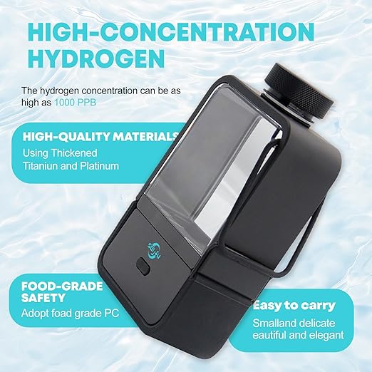 Hydrogen Water Bottle-3min Electrolysis 1800 PPB Smart Water Ionizer, High Concentration Hydrogen Water Bottle Generator, Rechargeable Hydrogen Water Machine for Post-Workout Recovery, Travel Friendly