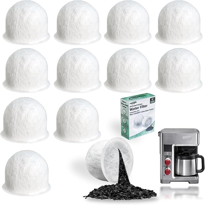 12 Pack WGCM350 Activated Carbon Water Filter Pods Replacement for Wolf Gourmet Coffee Maker System - Compatible with WGCM100S WGCM110S WGCM120S - AquaVibe