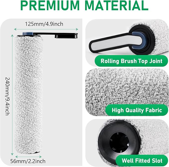 Vacuum Brushes and Filters Kit Compatible with Tineco Floor ONE S5, Floor One S5 Pro Wet Dry Cordless Vacuum Cleaners, 3 Roller Brushes, 3 Filters, 1 Cleaner Brush - AquaVibe
