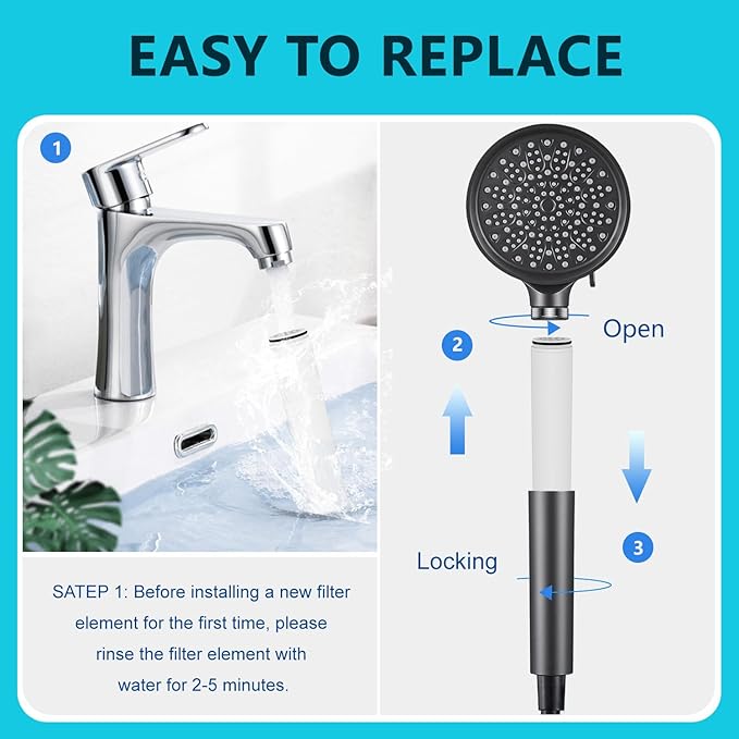 Shower Filter Replacement compatible with FEELSO Filtered Shower Head with Handheld (High Pressure 3 Spray,15 Stage Filters),for Hard Water - Filters Chlorine -4 Pack