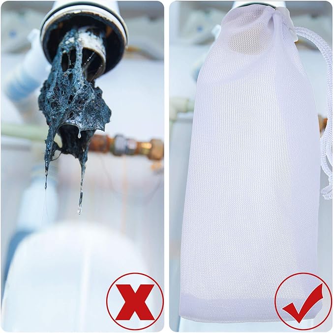 Lint Traps Catcher for Washing Machine Nylon Mesh Lint Traps for Home Laundry Washing Machine Drain Systems Discharge Hoses Filter, 9.4 x 3.1 Inch (24 Pieces) - AquaVibe