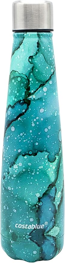 Insulated Water Bottle - On-The-Go Refillable Stainless Steel Water Bottles For Adults, Reusable Thermos Travel Tumbler With Leak-proof Lid For Hot & Cold Beverages (17Oz. Bubbly Green)