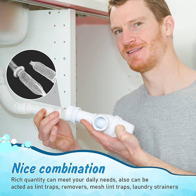 40 Pieces Nylon Lint Trap Washing Machine Lint Fabric Mesh Snare Washer Lint Catcher Washer Hose Lint Traps Washing Machine Lint Trap Lint Traps Hose Screen Filter Catcher with 40 Pieces Cable Ties - AquaVibe