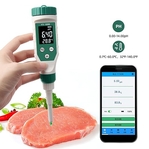 FLEXMAN Digital Ph Meter, Smart BT PH Tester, Dough Alkali Waterproof Tester, Soil Matrix Acidity Meter for Baby Food Supplement Cheese Cosmetics
