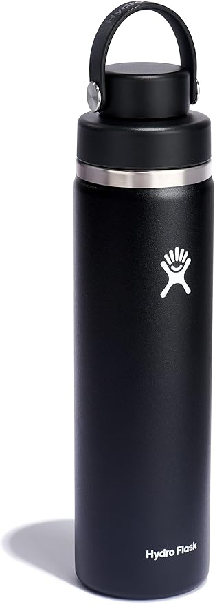 Hydro Flask Water Bottle - Insulated Stainless Steel - Wide Mouth Flex Chug Lid, Non Spill, Leakproof in 24 Oz Black