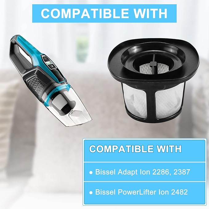 3061 Filter Replacement for Bissell Adapt/PowerLifter Ion Cordless Vacuum 2286 2482 2387 Compare to Part #1616323 1616322 1617684 LUXRILIX - AquaVibe