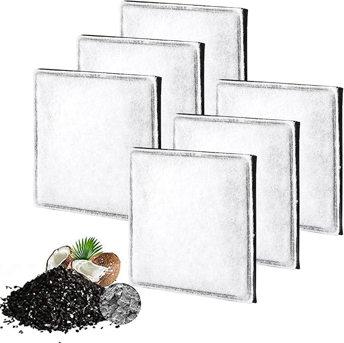 Replacement Carbon Filters, Pet Water Filters Fountain Filters Compatible with Catit Mini Flower Fountain, 6 PACK Cat Water Fountain Filter