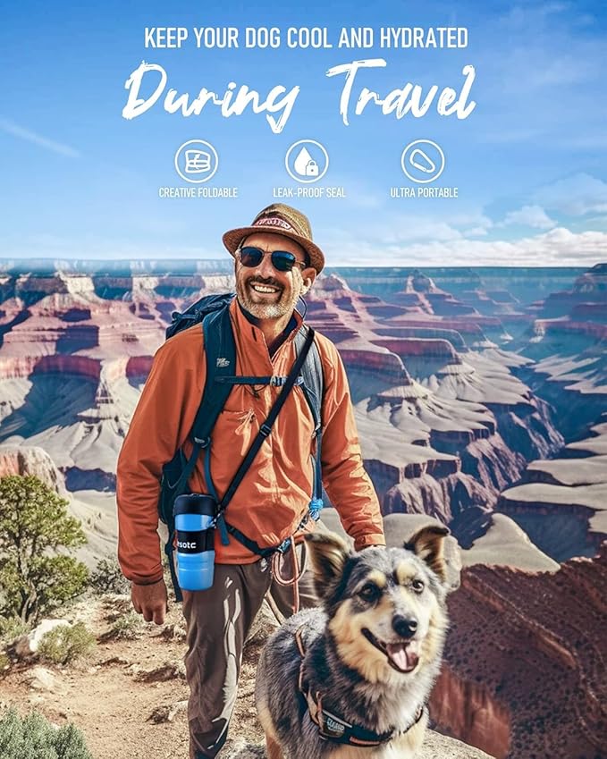 Lesotc Dog Water Bottle, Portable Pet Water Dispenser, Leak Proof Travel Squeeze Water Bottle for Dogs, Puppy Essentials Dog Stuff Accessories for Outdoor Walking, Hiking, BPA-Free, Lightweight - AquaVibe