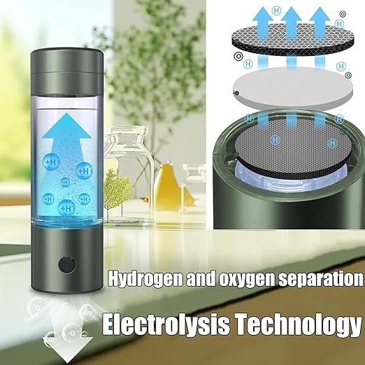 Hydrogen Water Bottle Generator,Portable Alkaline Water Ionizer Machine,Ion Bottles Hydrogen Water Ionizer for Daily Drinking,A:Green
