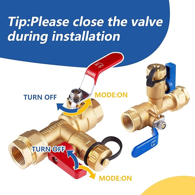 3/4 Inch GUOFIS IPS Tankless Water Heater Valve Kit with Pressure Relief Valve(3/4"FIPx 3/4" FIP),2 Set Water Heater Valve Kit