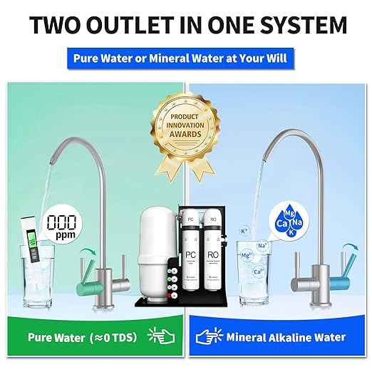 WINGSOL Dual Mode Integrated Reverse Osmosis Water Filter, NSF/ANSI 42&53&58, 10-Stage Under Sink RO Filtration System for 0 TDS Water & pH+ Alkaline Remineralization Water, No Electricity Needed