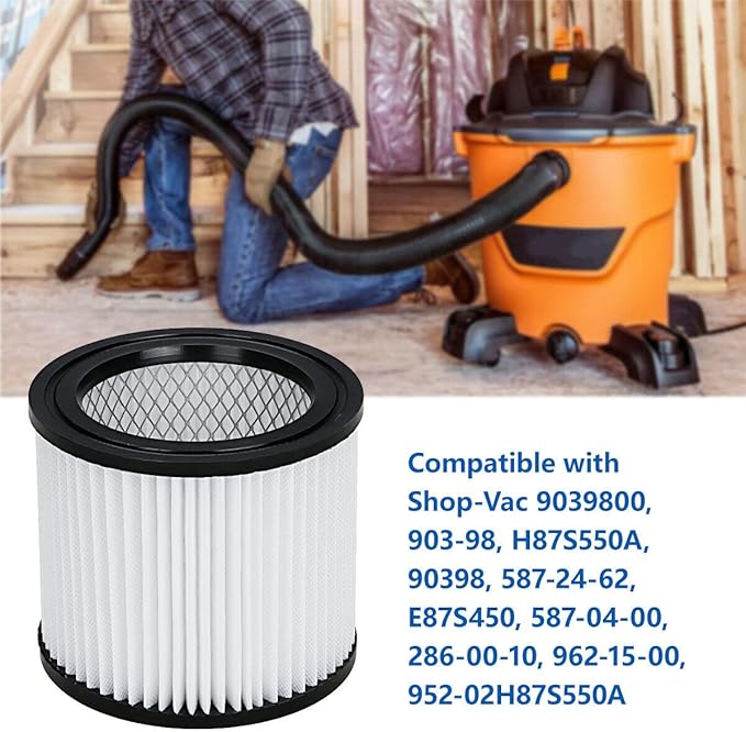 HEPA Vacuum Cleaner Replacement Filter Compatible with Shop-Vac 90398, 903-98, 9039800, 903-98-00 Hangup Wet/Dry Vacuum Cleaner Spares Cartridge Filter (Pack of 2+4) - AquaVibe
