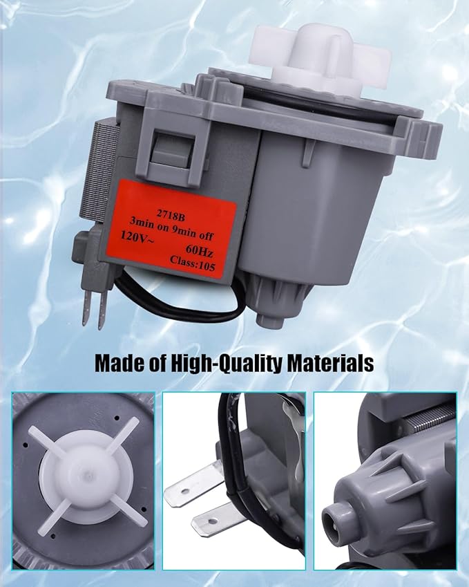 Upgraded Dishwasher Drain Pump Assembly Replace 2718B WG04F10194 11001011000221 Fit for GE Midea Magic Chef, 120V 60Hz 0.7A