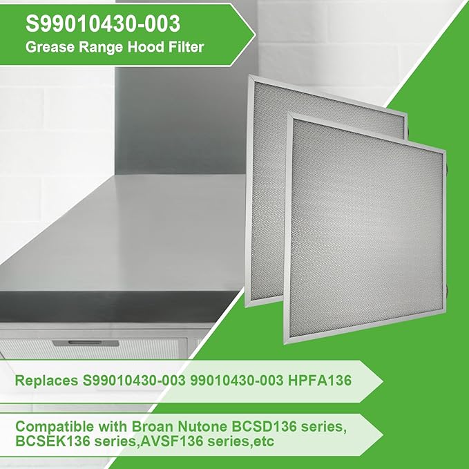 S99010430-003 Grease Range Hood Filters Replacement for 99010430-003 AP6261942 Compatible with Broan Range Hood Filter,15-7/4" X 16-7/8" X 3/8"（2 Pack ）