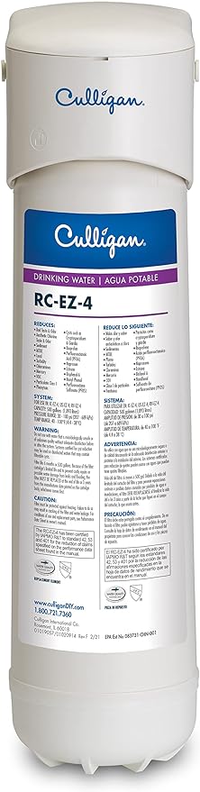 Culligan US 4 EZ-Change Sink Drinking Water Filtration System with Dedicated Faucet and Premium Filter, Single Unit, Chrome