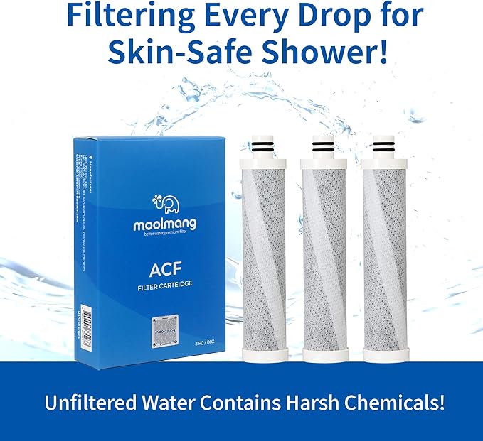 VITAMAX ACF Shower Filter Replacement Cartridge 3 PCS/Pack – Reduces Chlorine & Sediment