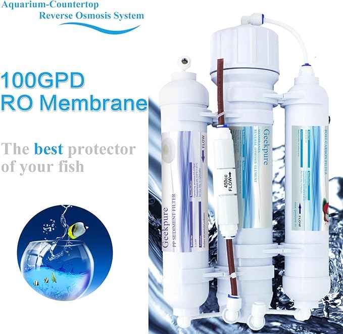Geekpure 3 STAGE Portable Aquarium Reverse Osmosis RO Drinking Water Filter System-100 GPD