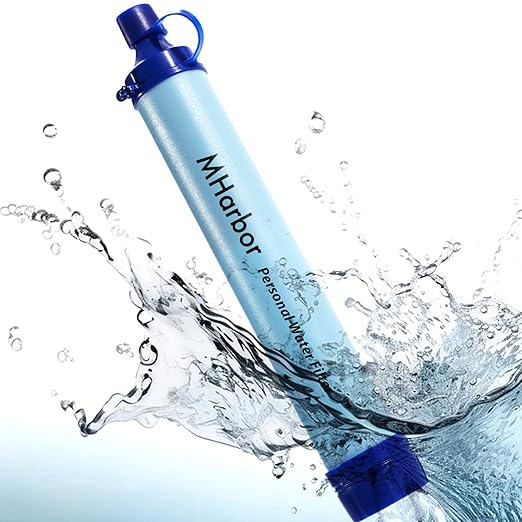 1 Pack Personal Water Filter Straw, Portable Outdoor Emergency Survival Gear for Hiking, Camping, Travel, Hunting & Fishing