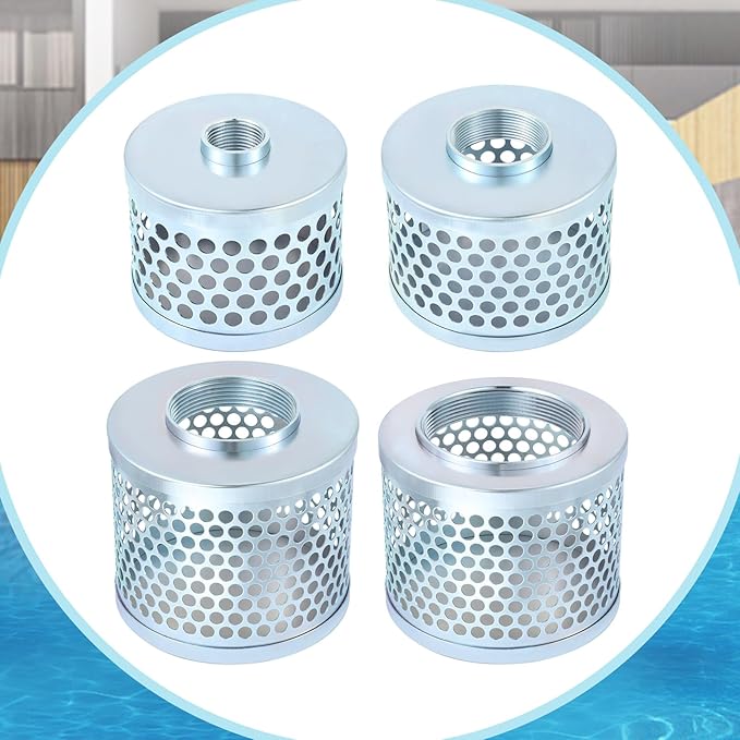 Round Hole Suction Strainer Filter for Pumps, Carbon Plated Steel Basket Water Suction Filter, with NPT Female Thread, Reduces Solids Entering Pump (3 inch)