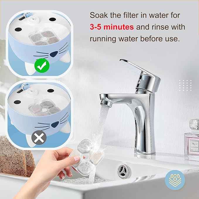 12 Pack Cat Water Fountain Filter Replacement Compatible with Catit PIXI Cat Drinking Fountain, Cat it Water Filters Keep Your Pet Healthy and Hydrated 3 Pump Tubes 1 Hard Brush