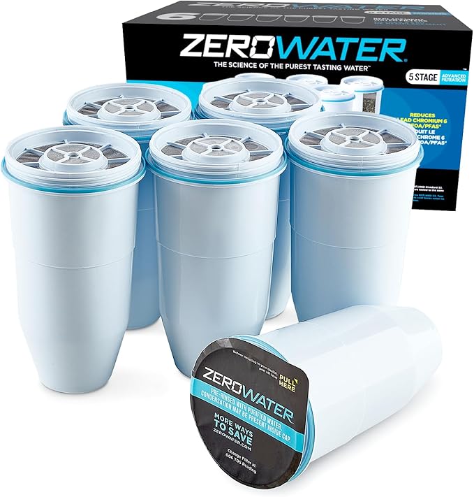 ZeroWater Official Replacement Filter & 32-Cup Ready-Read 5-Stage Water Filter Dispenser Bundle - Improved Tap Water Taste