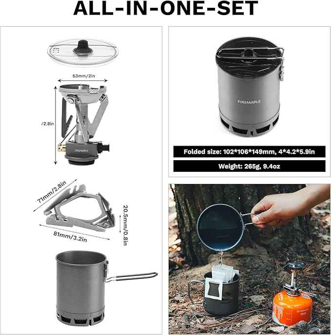Fire-Maple Petrel Quickboil Pro Ultralight Cooking System – Compact & Fast-Boiling Backpacking Stove Pot Set, Ideal for Hiking, Solo Camping, Travelling, Hunting Trips | PETREL SYSTEM w/Greenpeak