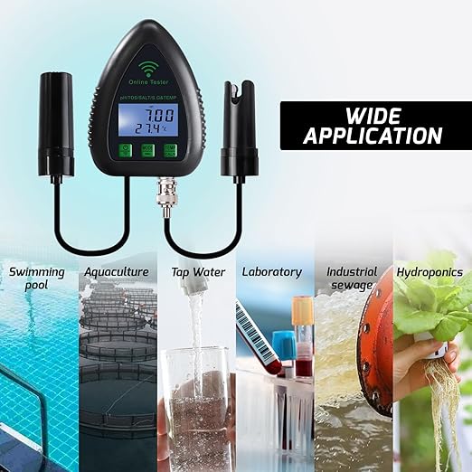 5 in 1 pH TDS SG Temp Salinity Tester Datalogger Water Quality Tester for Aquarium Aquaculture Pond etc Smart Remote Monitoring