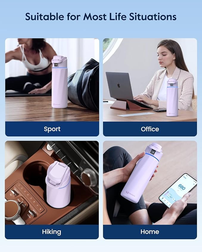 BOOST Smart Water Bottle that Reminds You to Drink, 24oz BPA-Free Stainless Steel Vacuum Insulated Bottle, Wide Mouth Water Tracker Bottle with APP, Ideal Gift for Christmas, New Year