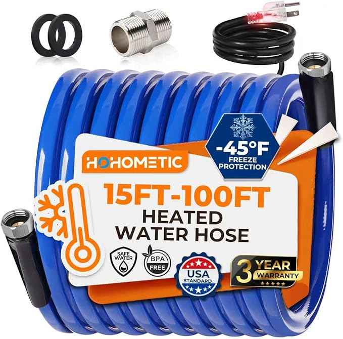 30FT Heated Water Hose for RV,-45 ℉ Antifreeze 4.0 Upgraded Heated Water Hose，Rv Hoses with Fittings, Rv Accessories