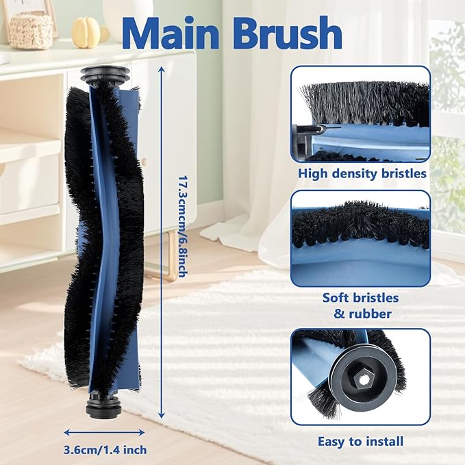 24 Pack Replacement Parts for Eufy X10 Pro Omni Robotic Vacuum Cleaner Accessories Kit, 2 Roller Brushes, 4 HEPA Filters, 8 Mop Cloths, 8 Side Brushes, 2 Cleaning Brushes - AquaVibe