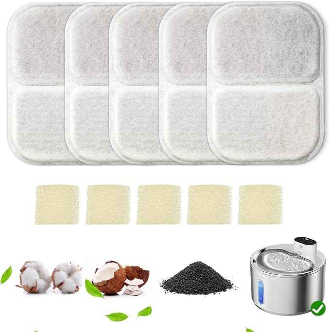 5 Pack Replacement Filter for FS40PRO Cat Fountain 135 fl oz/4L,6 Layer Filters for Pet Fountain