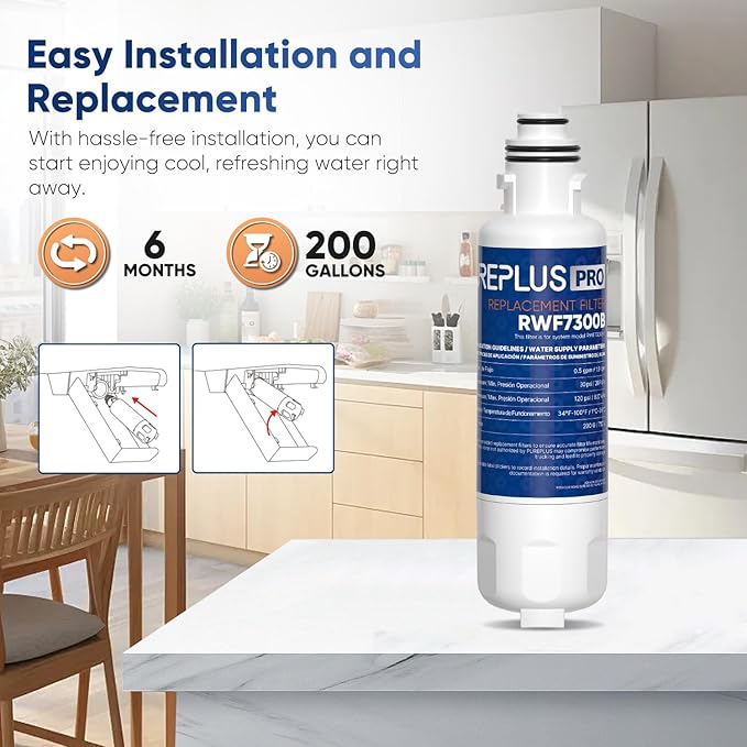 PUREPLUS HX2019FR-A Refrigerator Water Filter, Compatible with Hisense HX2019FR-A, HX2019F-A, HRM260N6TSE, HRFD560SW, HRCD585BW, HRFD634BW, HRCD650BW, HRCD586TBWB, Mora MRM260N6TSE, 1PACK