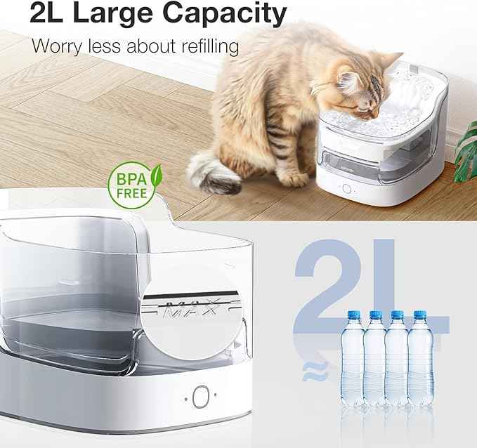 Cat Water Fountain 8-Layer cat Fountain Filter Ultra-Quiet Automatic Pet Water Dispenser for Cats and Dogs 2.4G WiFi(PF1L)