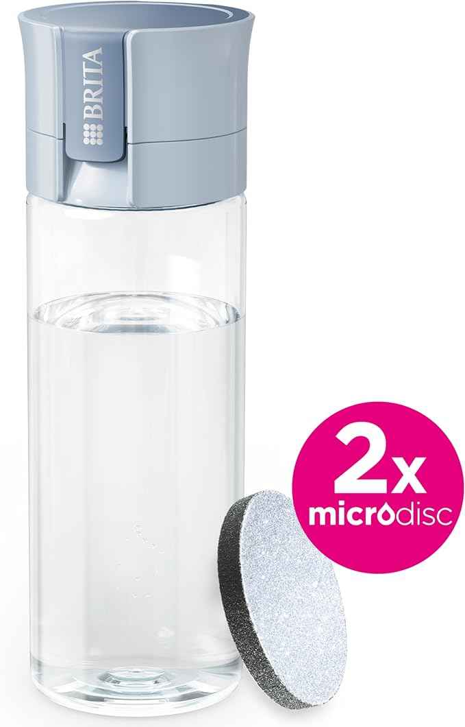 BRITA Water Filter Bottle Light Blue (600ml) incl. 2x MicroDisc Filters - packaging may vary