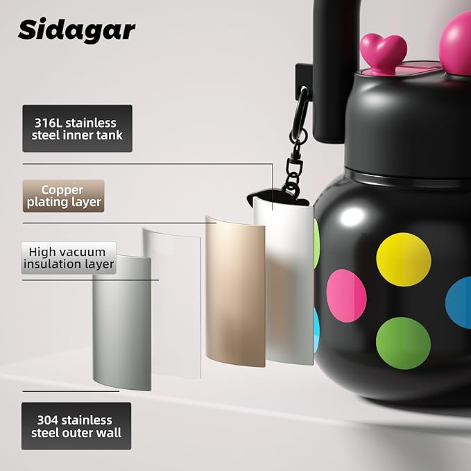 22 oz Tote Water Bottle with Straw and Carry Handle, Wide Mouth Vacuum Insulated Stainless Steel Tumbler, Travel Coffee Cup for Women Easy Carry, Cosmic Pop