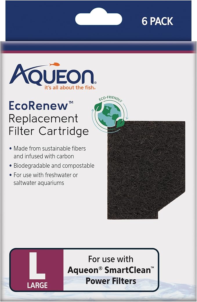 Aqueon Aquarium Fish Tank EcoRenew Filter Cartridge, Large, 6 Pack - AquaVibe