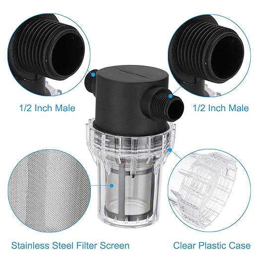 PATIKIL 1/2 Inch Male in-Line Strainer with 100 Mesh Stainless Steel Filter Screen Water Pump Filter for Garden Irrigation Pressure Washer Inlet