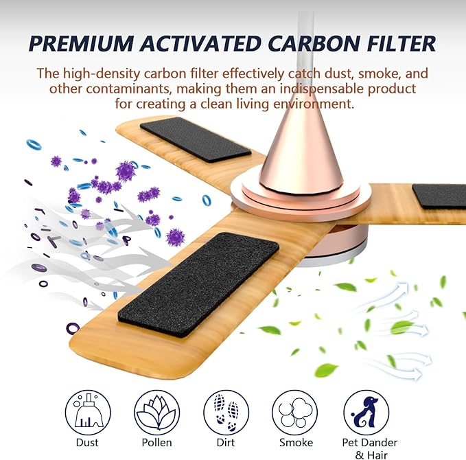 Ceiling Fan Filters for Blades, 10Pcs Activated Coconut Shell Carbon Ceiling Fan Air Purifier Pads, Easily Sticks Unscented Air Filters for Common Household Contaminants