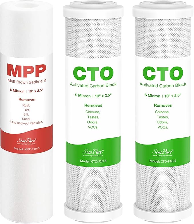 SimPure 1-3 Stage Reverse Osmosis Water Filter Replacement Set, Compatible with APEC Essence & Ultimate Series, Pre-Filter for ROES-50, ROES-PH75, RO-90, RO-PERM & Most 10