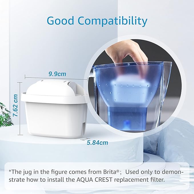 6 Packs Replacement for Brita® Mavea® Maxtra®, 105731, 1001122, NSF, TÜV SÜD Certified Pitcher Water Filter, AQUA CREST (NOT for Waterdrop's Pitchers)