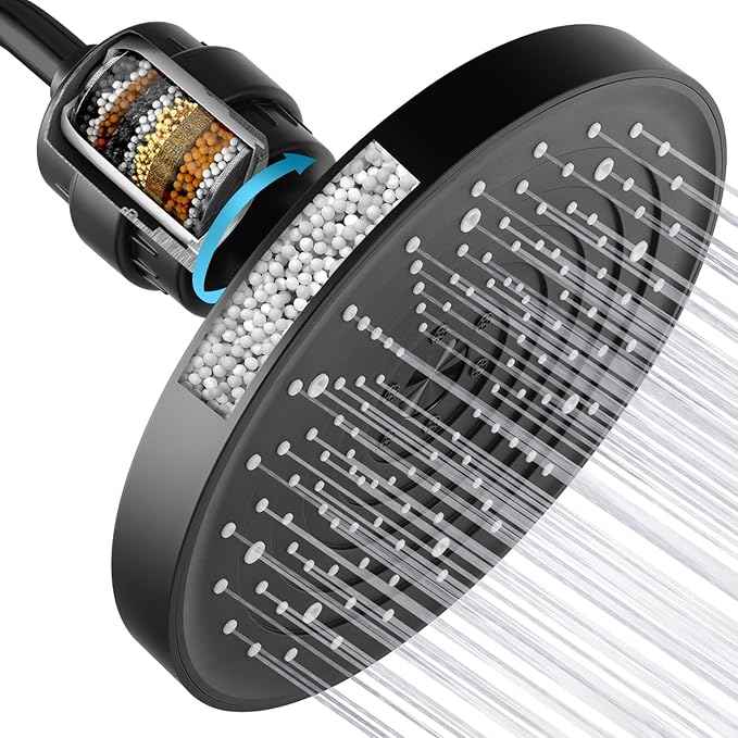 10 Inch Filtered Shower Head, Rain Shower Heads with Filters to Remove Chlorine, Shower Head for Hard Water